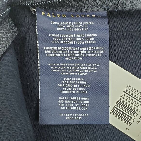 Ralph Lauren Home Mathers Throw Pillow Cover Blue Linen Zip Closure 22 x 22 Inch - Picture 11 of 16